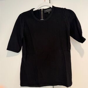 rag & bone Black Textured Short Sleeve Top